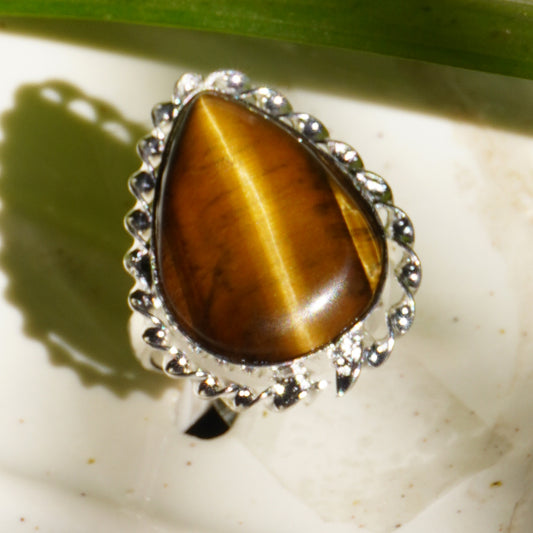 Real Tiger's Eye Crystal Ring
