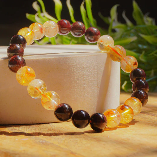 Real The Volcano Of Joy,The Sun And The 10 Of Cups Intention Bracelet(Garnet Crystal,Citrine Crystal)