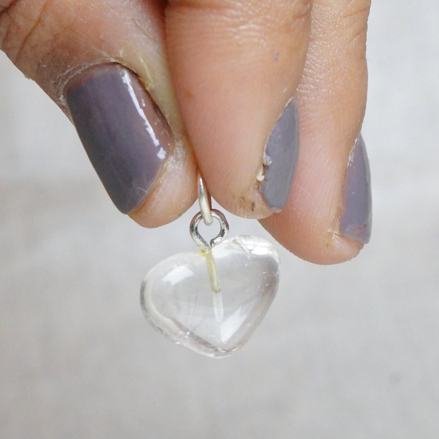 Real Rock Crystal Heart Pendant