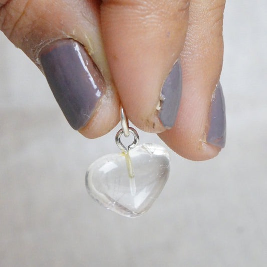 Real Rock Crystal Heart Pendant