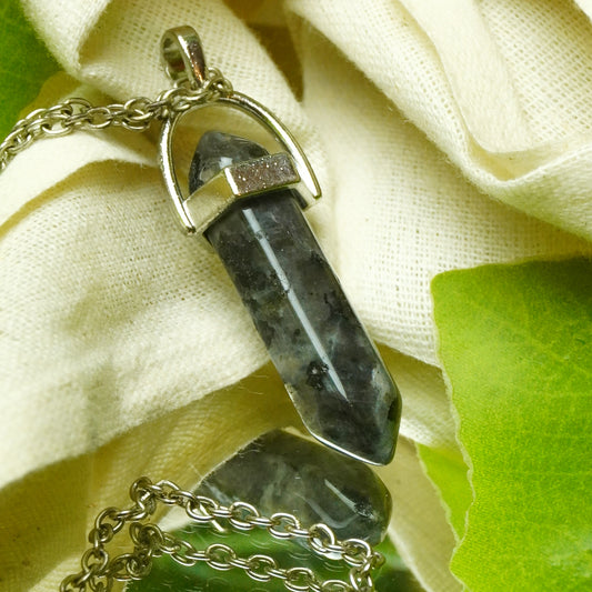 Real Spectrolite Crystal Point Pendant