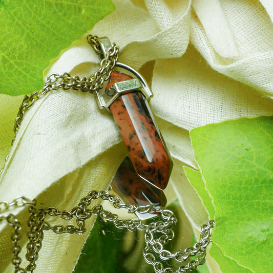 Real Mahogany Crystal Point Pendant