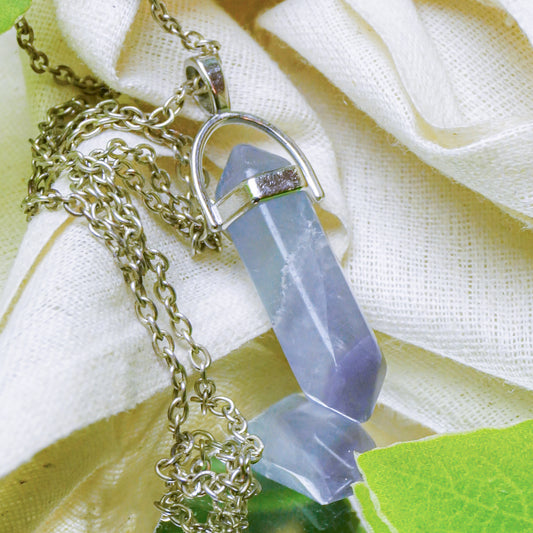 Real Fluorite Crystal Point Pendant