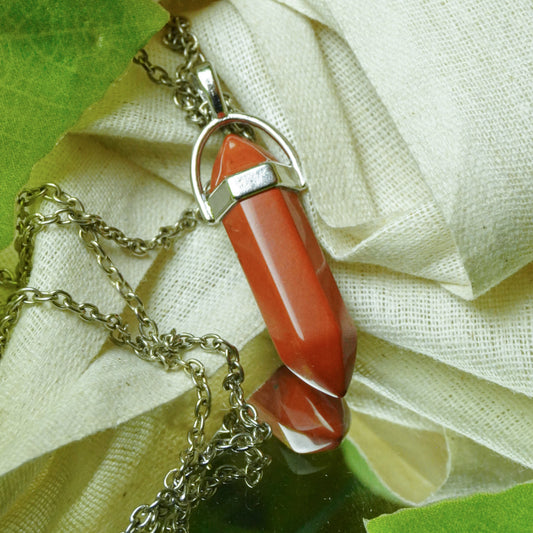 Real Red Jasper Crystal Point Pendant