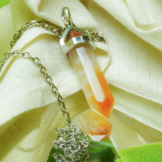 Real Orange Carnelian Crystal Point Pendant