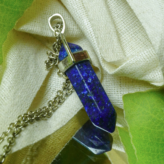 Real Lapis Lazuli Crystal Point Pendant