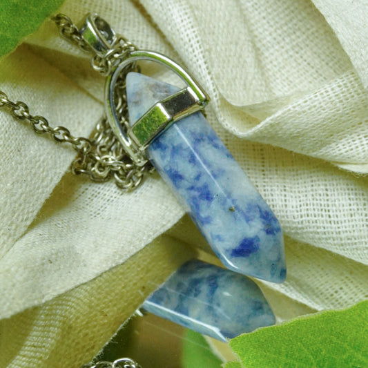 Real Sodalite Crystal Point Pendant