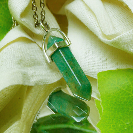 Real Green Aventurine Crystal Point Pendant