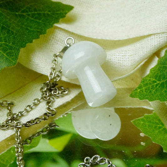 Real Clear Quartz Crystal Mushroom Pendant