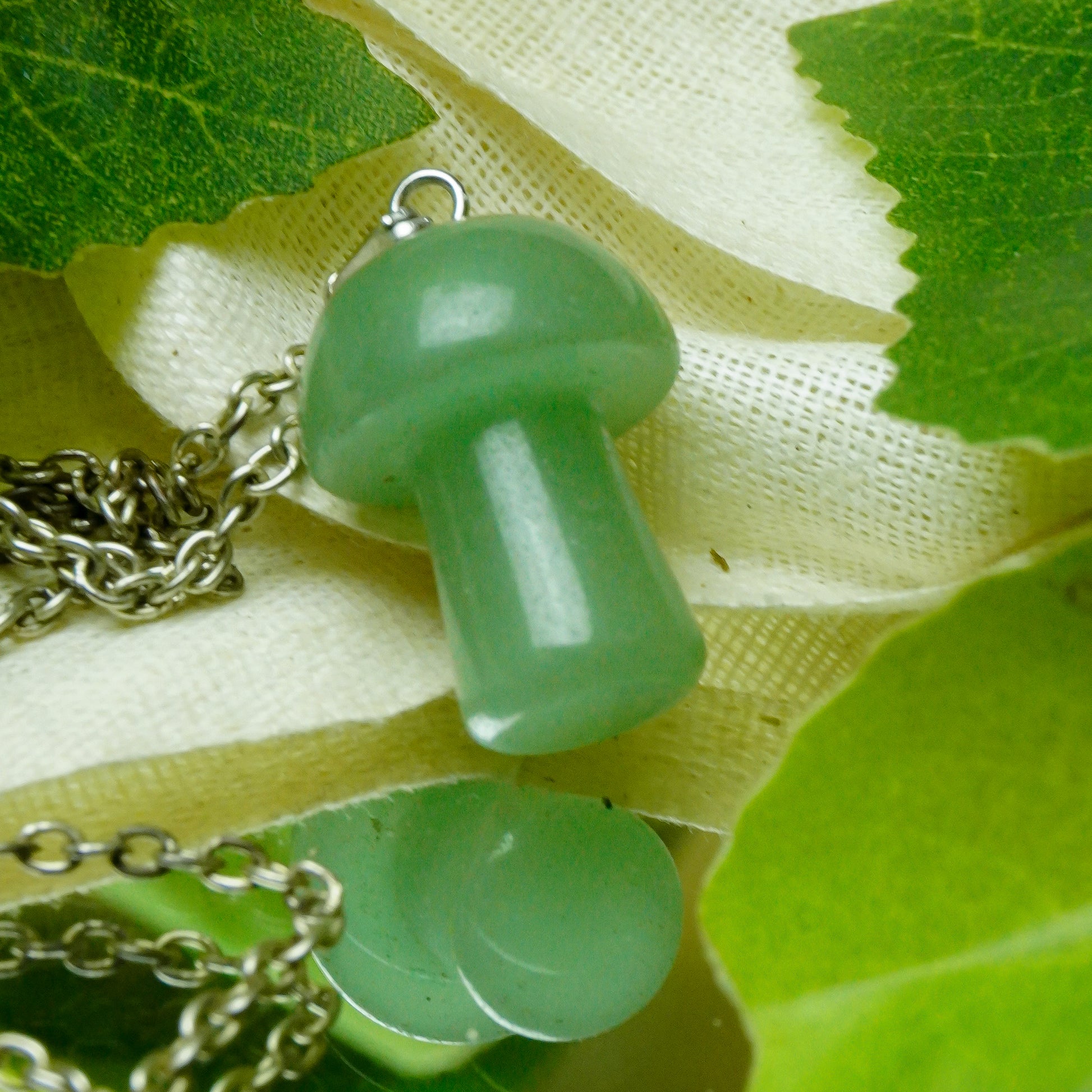 Real Green Aventurine Crystal Mushroom Pendant