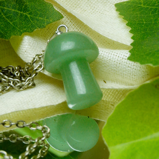 Real Green Aventurine Crystal Mushroom Pendant