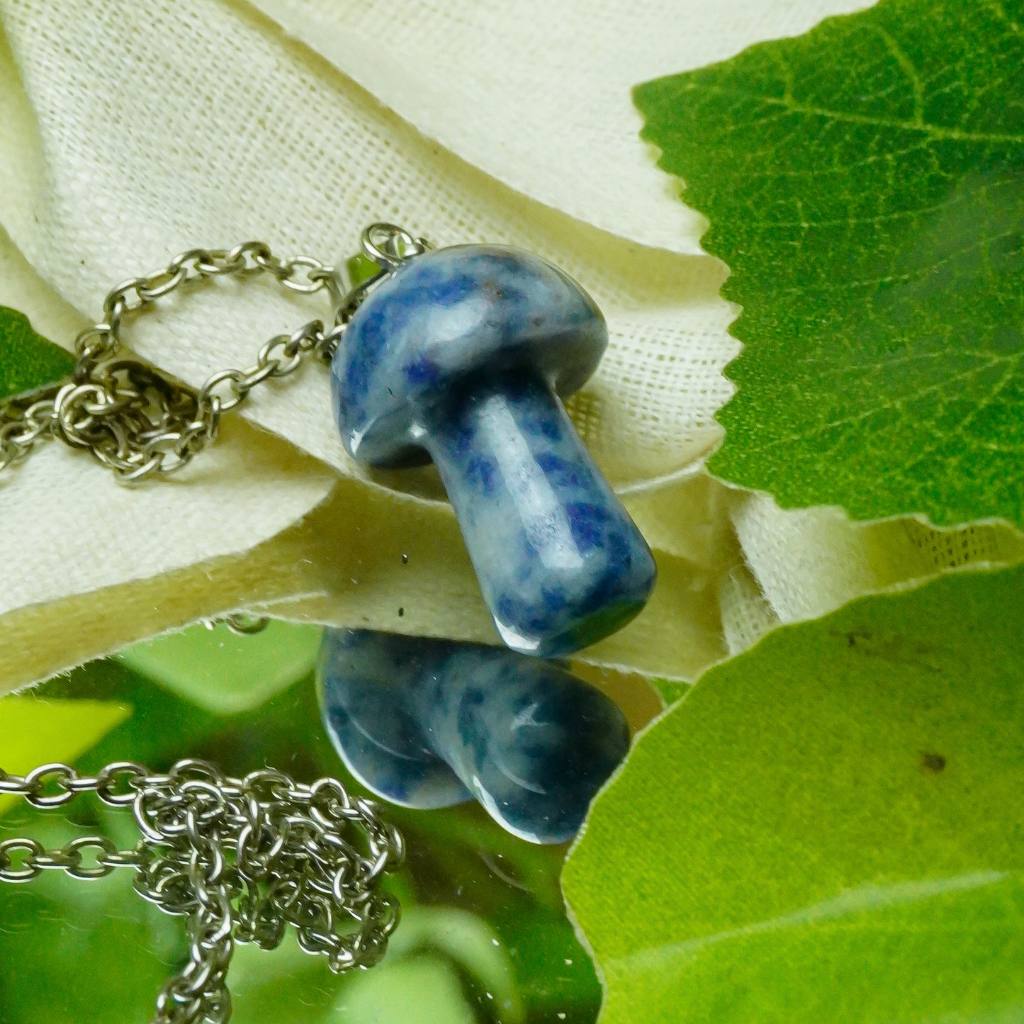 Real Sodalite Crystal Mushroom Pendant