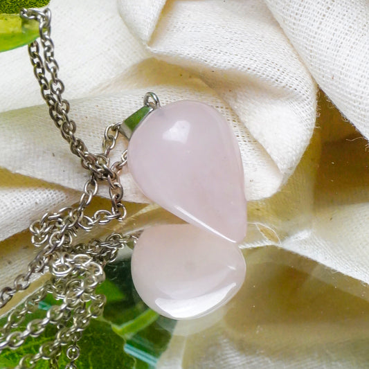 Real Rose Quartz Crystal Drop Pendant