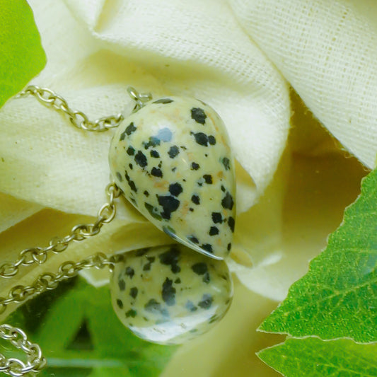 Real Dalmation Jasper Crystal Drop Pendant