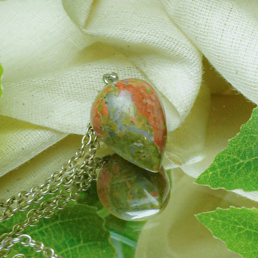 Real Unakite Crystal Drop Pendant