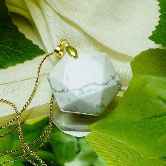 Real Howlite Crystal Hexagon Pendant