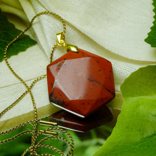 Real Red Jasper Crystal Hexagon Pendant