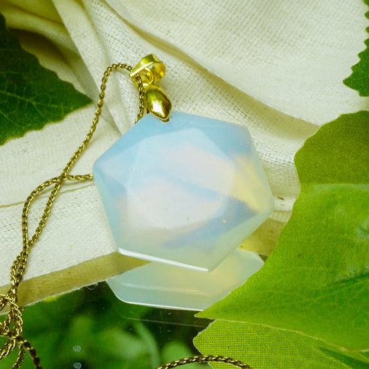Real Opalite Crystal Hexagon Pendant