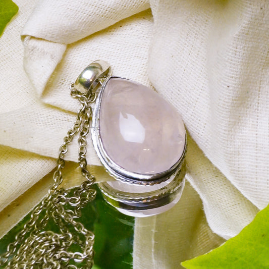 Real Rose Quartz Crystal Fancy Pendant