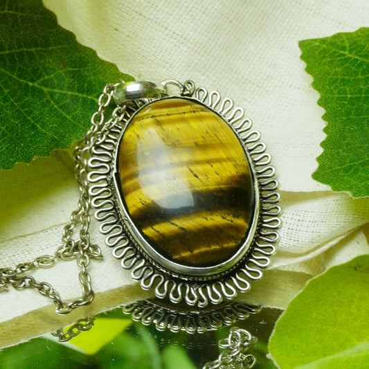 Real Tiger's Eye Crystal Fancy Pendant
