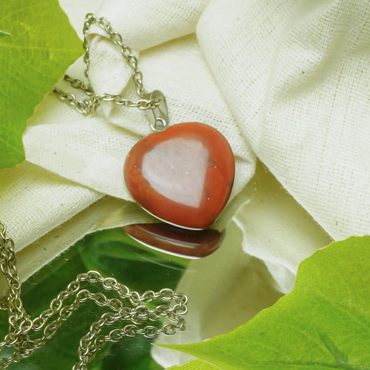 Real Red Jasper Crystal Heart Pendant