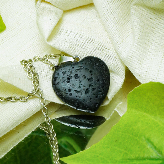 Real Lava Crystal Heart Pendant