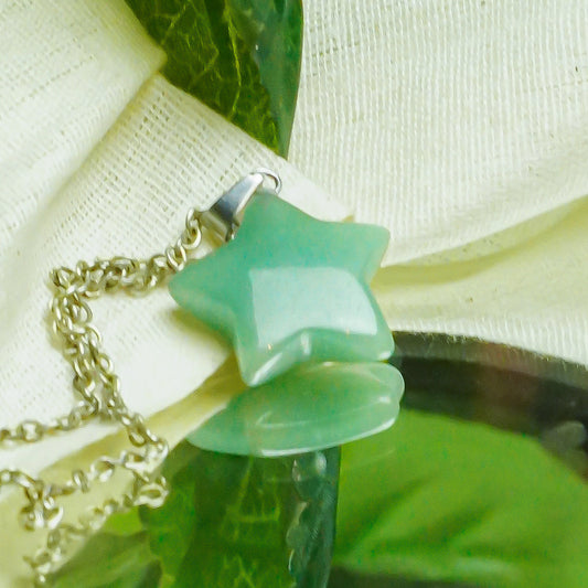 Real Green Aventurine Crystal Star Pendant