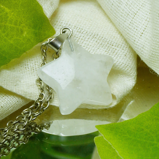 Real Clear Quartz Crystal Star Pendant