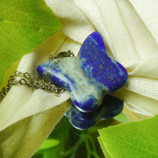 Real Lapis Lazuli Crystal Butterfly Pendant