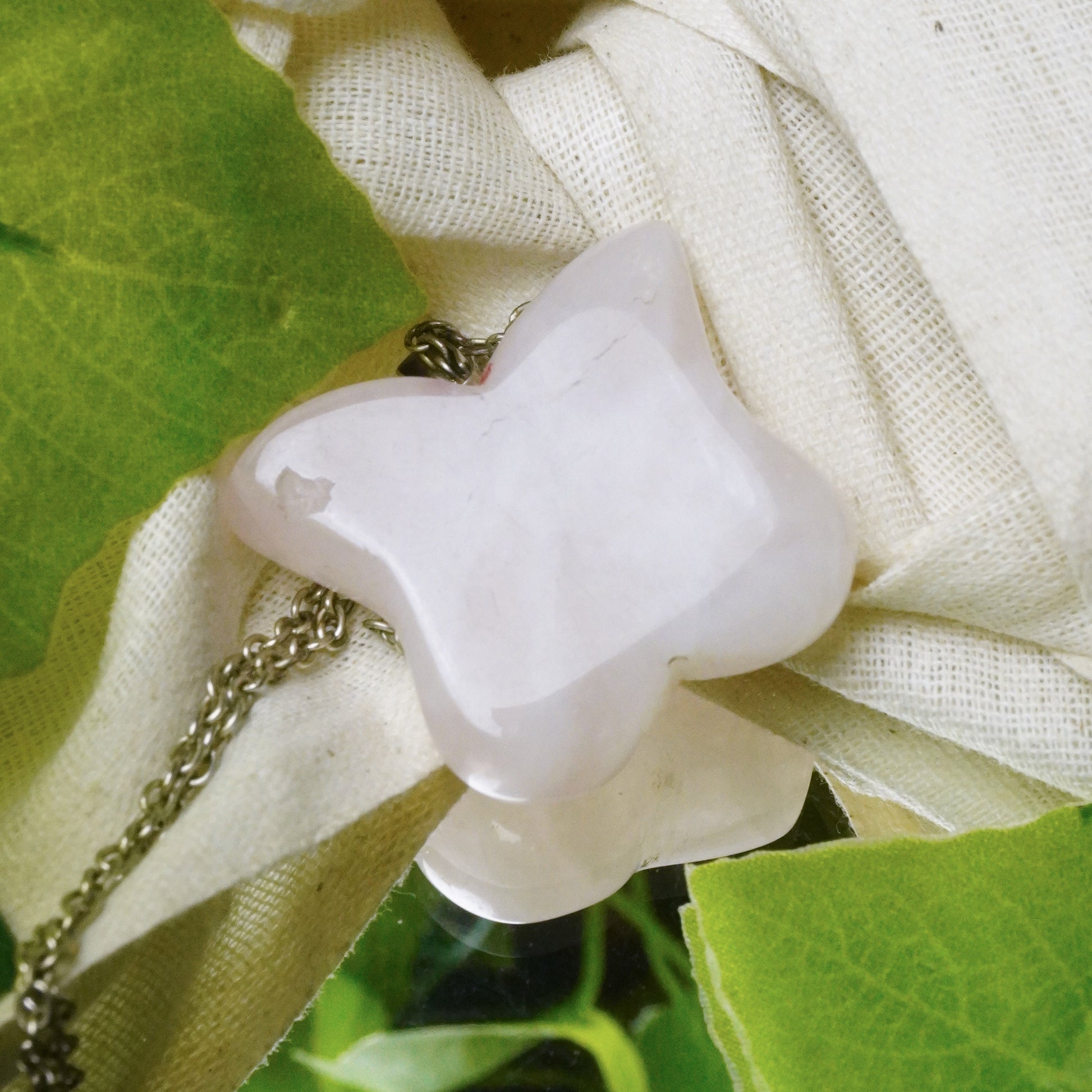 Real Rose Quartz Crystal Butterfly Pendant