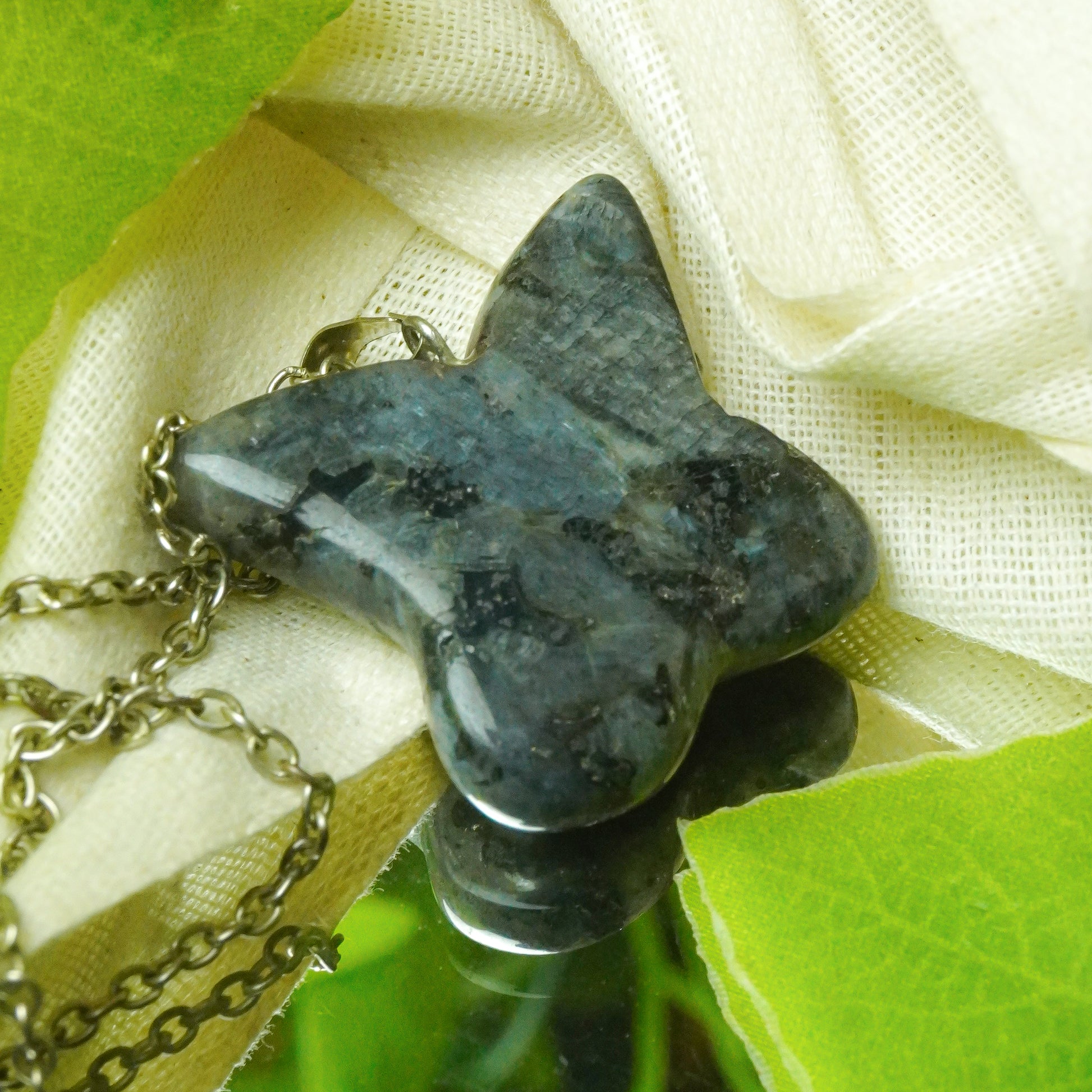 Real Labradorite Crystal Butterfly Pendant