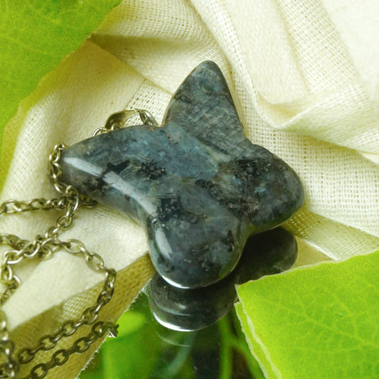 Real Labradorite Crystal Butterfly Pendant