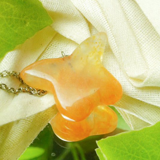 Real Orange Carnelian Crystal Butterfly Pendant