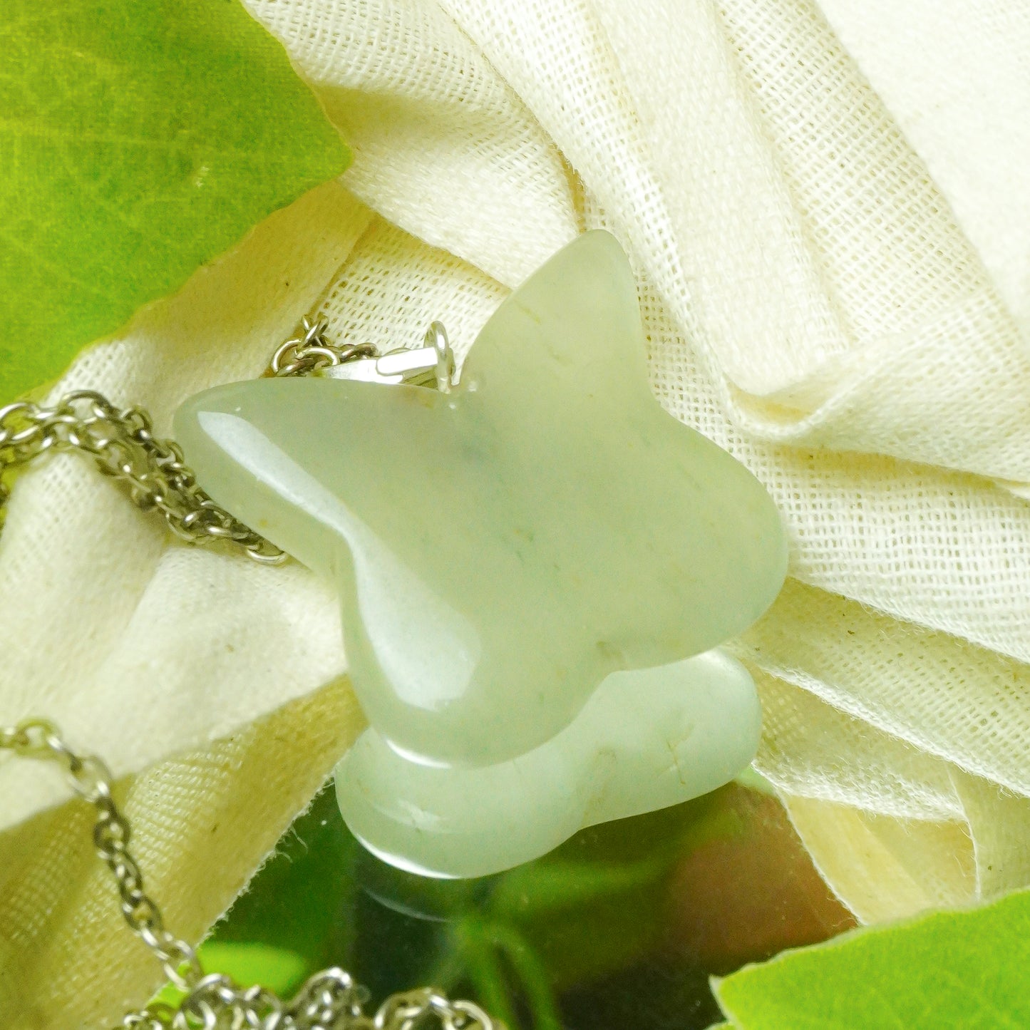Real Green Aventurine Crystal Butterfly Pendant