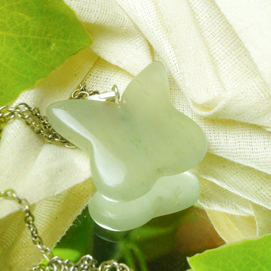 Real Green Aventurine Crystal Butterfly Pendant