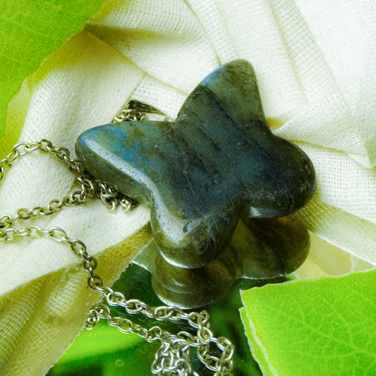 Real Spectrolite Crystal Butterfly Pendant