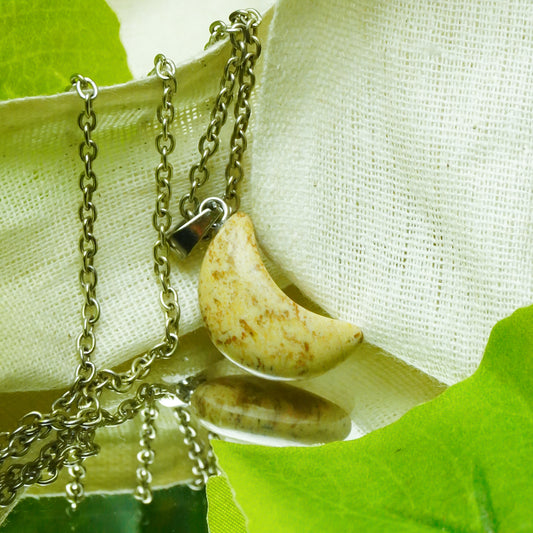 Real Picture Jasper Crystal Half Moon Pendant