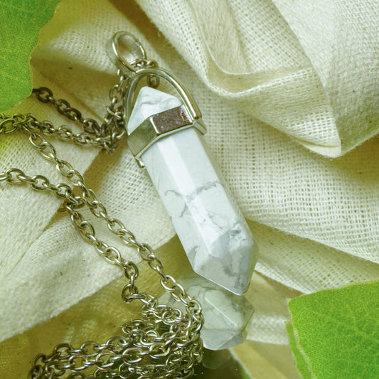 Real Howlite Crystal Point Pendant