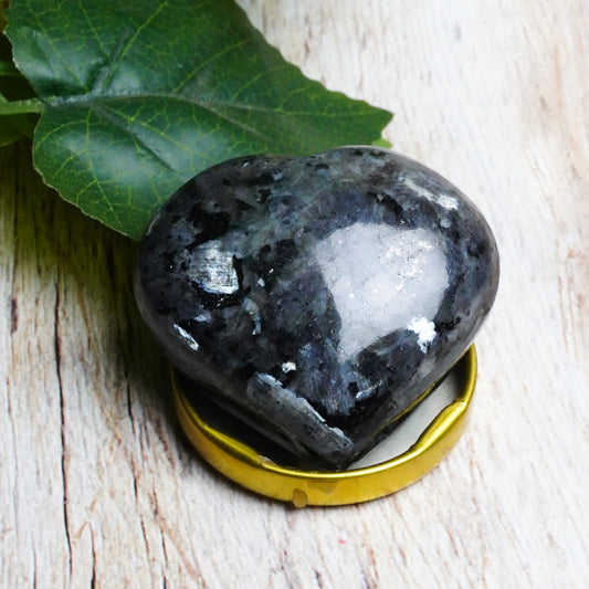 Real Larvikite Crystal Heart Plam Stone