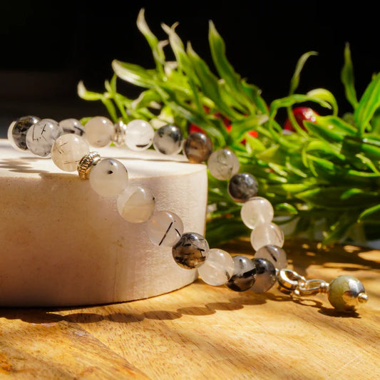 Real The Wise One Intention Bracelet(Black Rutile Crystal,Labradorite Crystal)
