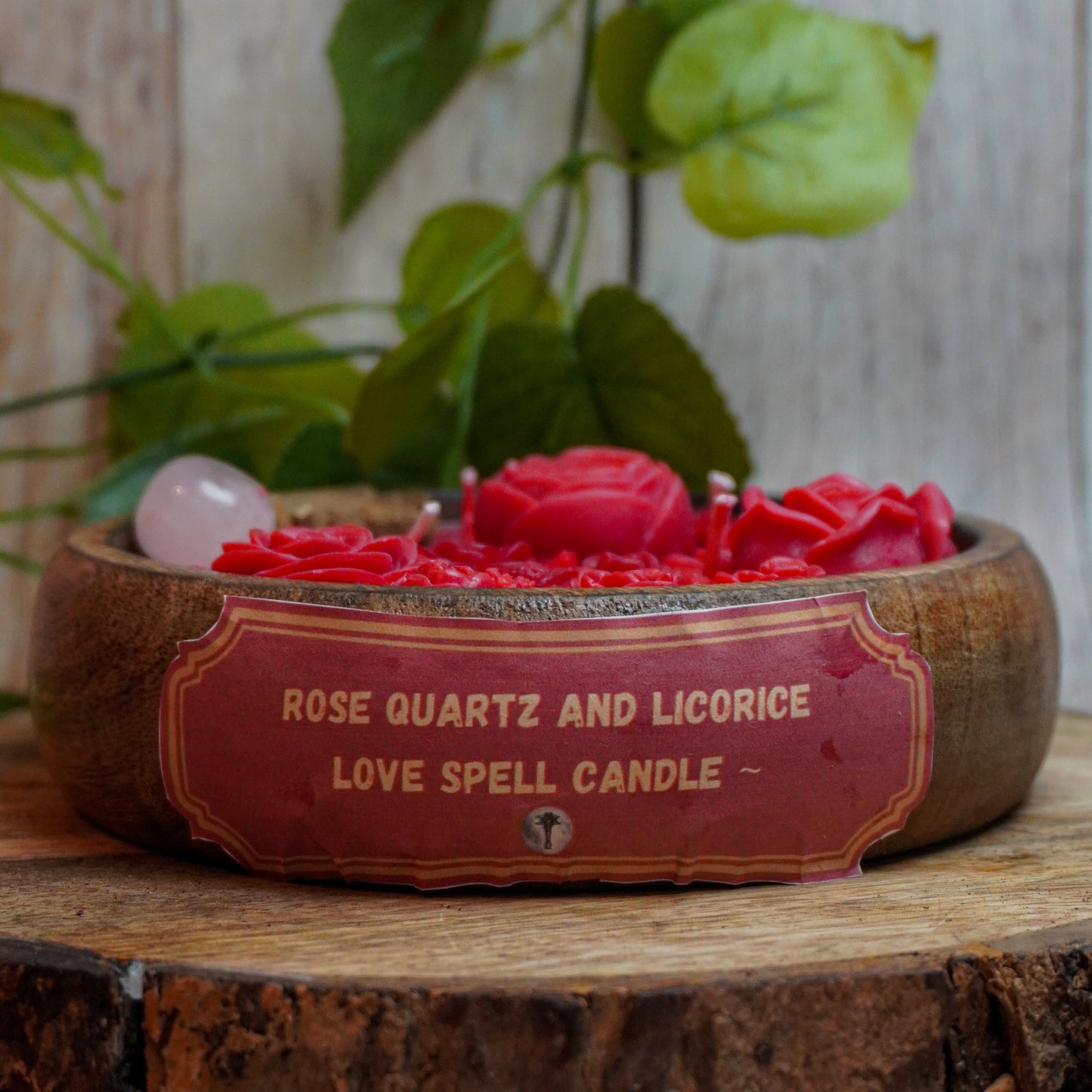 "Rose Quartz And Licorice  Love And Attraction Intention Candle"