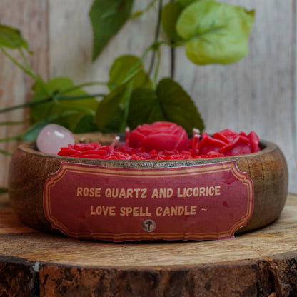 "Rose Quartz And Licorice  Love And Attraction Intention Candle"